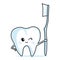Cute tooth with a toothbrush.