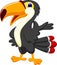 Cute toucan cartoon presenting