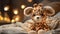 Cute toy animal, small gift, winter celebration, fluffy fur generated by AI