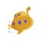 Cute toy cartoon yellow submarine flat vector illustration isolated on blue.