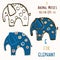Cute Toy Elephant Clipart Vector Motif. Kids Safari Animal with Fun Playful Polka Dot Pattern. Hand Drawn for Gender Neutral Baby