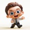 Cute Toy Kid With Glasses And Tie - Realistic Hyper-detailed Rendering