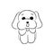 Cute toy poodle in Outline Vector