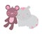 Cute toys kids gray cat and teddy bear