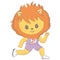 Cute track and field lion illustration. Vector illustration of a cute athlete animal. Cute little illustration of lion