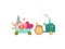 Cute Tractor with Cart with Flowers and Heart Vector Illustration