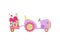 Cute Tractor with Cart Full of Flowers, Colorful Agricultural Farm Transport Vector Illustration