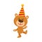 Cute traditional, retro style teddy bear character in birthday cap