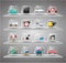 Cute travel icons collection,Transparent glass but