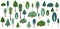 Cute trees clipart handdrawn flat vector illustration. Set of trees in the forest cartoon elements. Birch, fir, pine