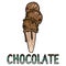 Cute trendy chocolate ice cream cone vector illustration. Frozen summer typography clipart