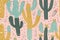 cute trendy hand drawn cactus seamless pattern background