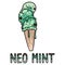 Cute trendy neo mint ice cream cone vector illustration. Frozen summer typography clipart