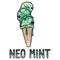 Cute trendy neo mint ice cream cone vector illustration. Frozen summer typography clipart.