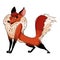 Cute tricky witty fox lineart cartoon illustration. Canine in outline style image. Wild animal in comic style