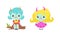 Cute Troll Characters with Different Hair Color Set, Funny Tiny Girls Fantasy Creatures Cartoon Vector Illustration