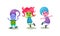 Cute Troll Characters with Different Skin and Hair Color Vector Set