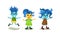 Cute Troll Characters with Different Skin and Hair Color Vector Set