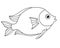 Cute tropical fish - a picture for coloring. Vector linear fish - animal design element. Aquarium fish - pet.