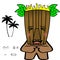 Cute Tropical hawaian tiki mask character cartoon kawaii expressions collection illustration