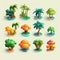 Cute Tropical Island Icons for Game Assets.