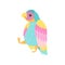 Cute Tropical Parrot with Iridescent Plumage Flying Vector Illustration