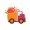 Cute Truck Delivering Tomato, Side View, Shipping of Fresh Garden Vegetables Vector Illustration