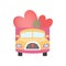 Cute Truck Full of Red Hearts, Front View Vector Illustration