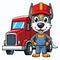 Cute trucker dog cute antropomorphic vector EPS