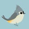 Cute tufted titmouse comic illustration