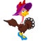 Cute turkey cartoon wearing hat