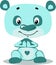 Cute Turquoise Blu Teddy  Bear Cartoon Character - Vector illustration