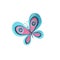 Cute turquoise butterfly on a white background. Watercolor illustration.