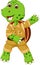 Cute turtle cartoon dancing with smile and waving