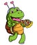 The cute turtle is eating a slice of pizza