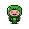 Cute turtle green costume mascot