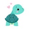 Cute Turtle with Shell and Short Feet Standing Backward Vector Illustration
