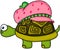 Cute turtle with strawberry hat