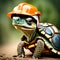 Cute turtle wearing a hard hat - ai generated image