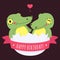 Cute twins baby crocodiles in egg vector happy birthday card