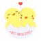 Cute twins baby duck in egg vector card and background