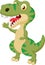 Cute tyrannosaurus cartoon waving hand