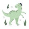 Cute tyrannosaurus dino with leaves. HAnd drawn vector illustration for t shirt, card, poster