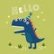 Cute Tyrannosaurus Rex dinosaur with grunge background. Cute little T-Rex card