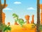 Cute tyrannosaurus running with the desert background