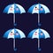 Cute Umbrella Avatar Positive Emotions Set Vector Cartoon