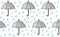 Cute umbrella pattern vector handdrawn