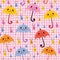 Cute umbrellas rain pattern