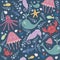 Cute underwater seamless pattern.