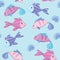 Cute underwater world seamless pattern